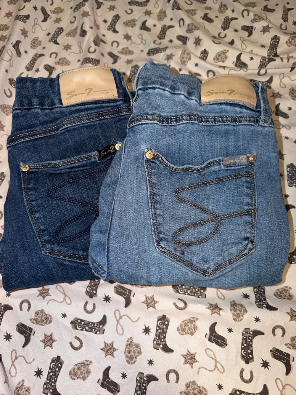 Seven7 Women's High-Rise Jeans - Dark Blue & Light Blue